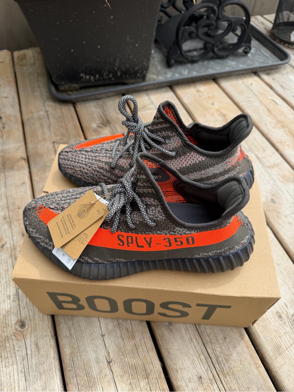 Yeezy Boost 350 V2 Gray & Orange Sneakers